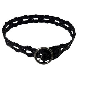 Women's Black Woven Belt with Silver Buckle